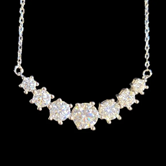 Sterling Silver Moissanite Journey Necklace - Picture 1 of 3